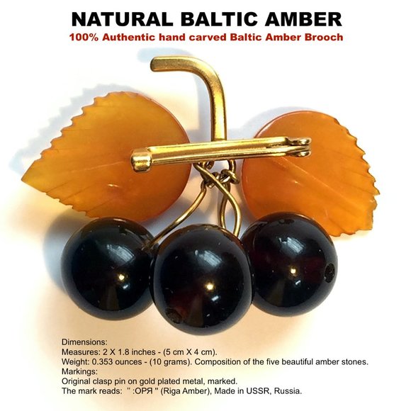 VINTAGE AMBER BROOCH - Picture 5 of 8